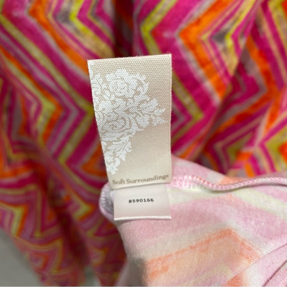 Soft Surroundings Womens Giselli Dress Size 1X Multicolor V Neck Chevron Zigzag - Picture 4 of 9